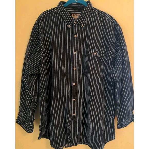 Vtg Northwest Territory Big Man Corduroy Shirt Men's 2XL Green Striped Outdoor - Picture 1 of 12